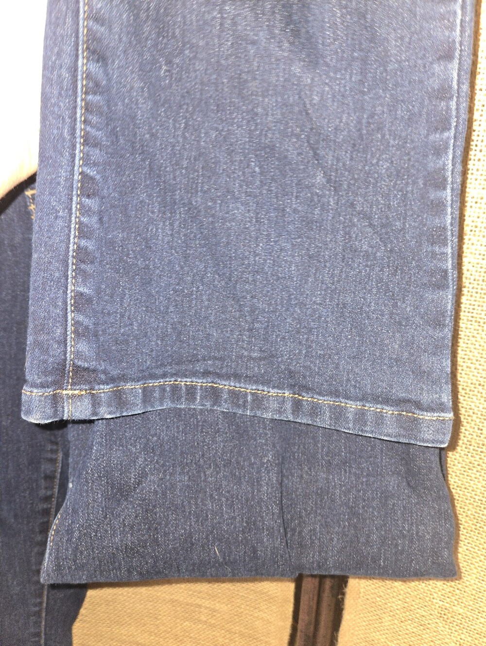 Dark Wash Straight Leg Jeans Elastic Waist Stretch Denim 12L - Picture 6 of 12